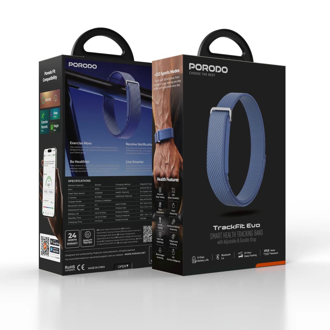 دستبند هوشمند سلامتی پرودو مدل Porodo TrackFit Evo — تصویر ۷