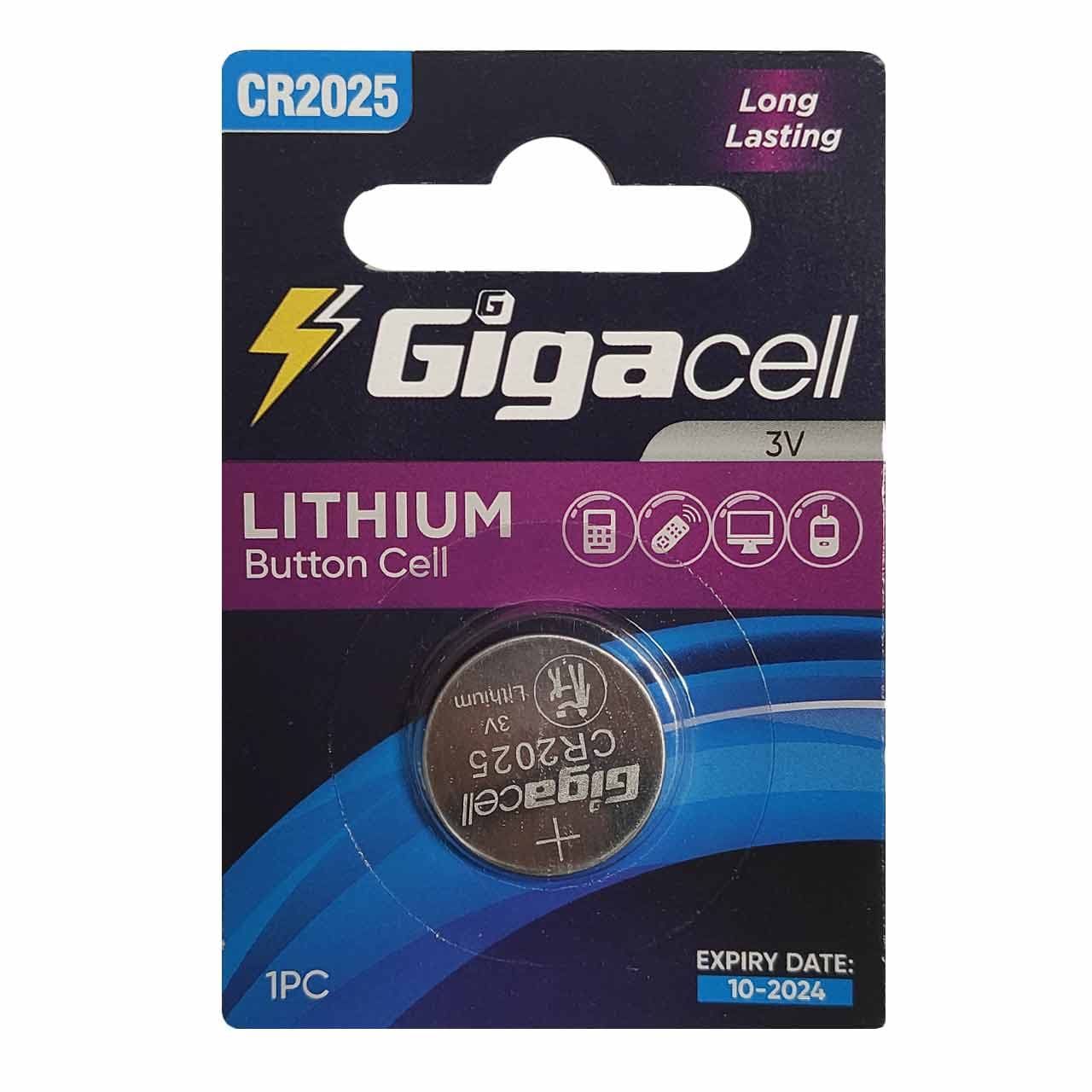 باتری سکه ای لیتیومی گیگاسل مدل Gigacell CR2025 بسته 1 عددی
