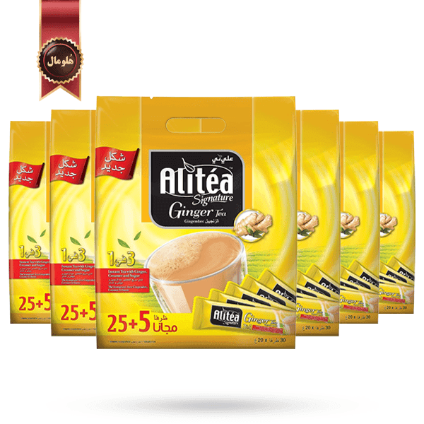 6 بسته چای علی تی Alitea مدل زنجبیل ginger پک 25 ساشه ای (اورجینال)