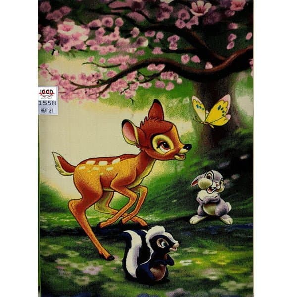 فرش عروسکی طرح بامبی گوزن بزرگمهر کاشان – کد ۱۵۵۸