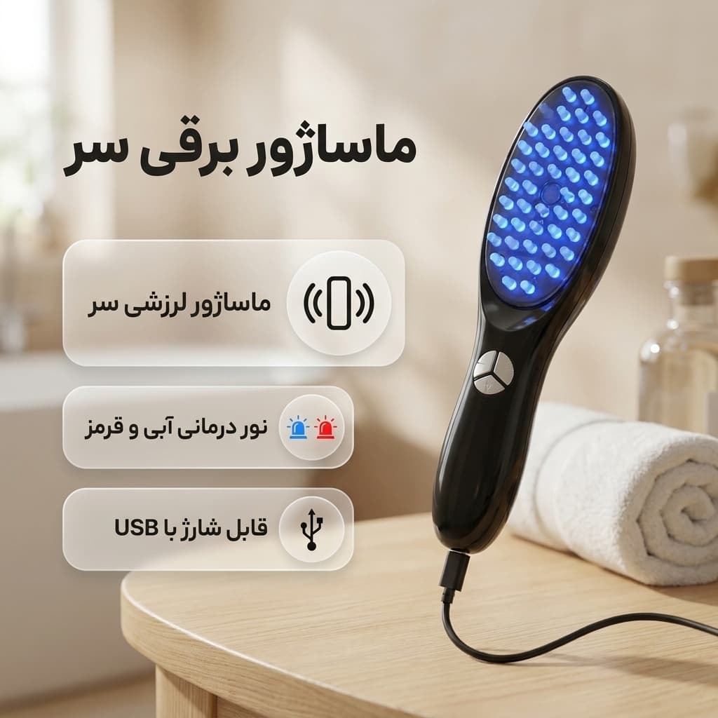ماساژور و شانه لیزری برقی موی سر مدل QC-003 — تصویر ۲