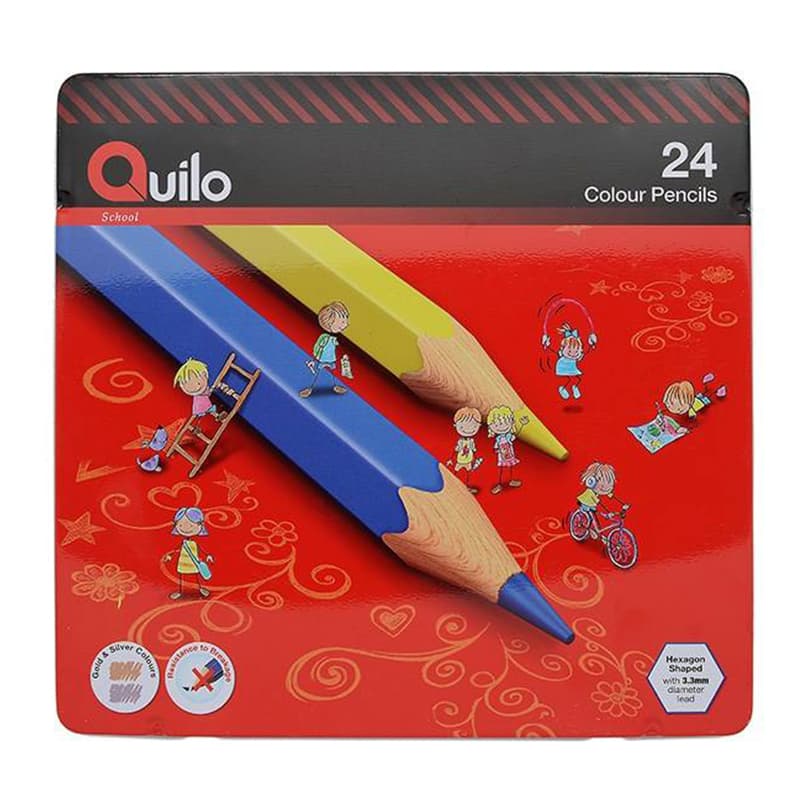 مداد رنگی کویلو 24 رنگ جعبه فلزی کد 634007