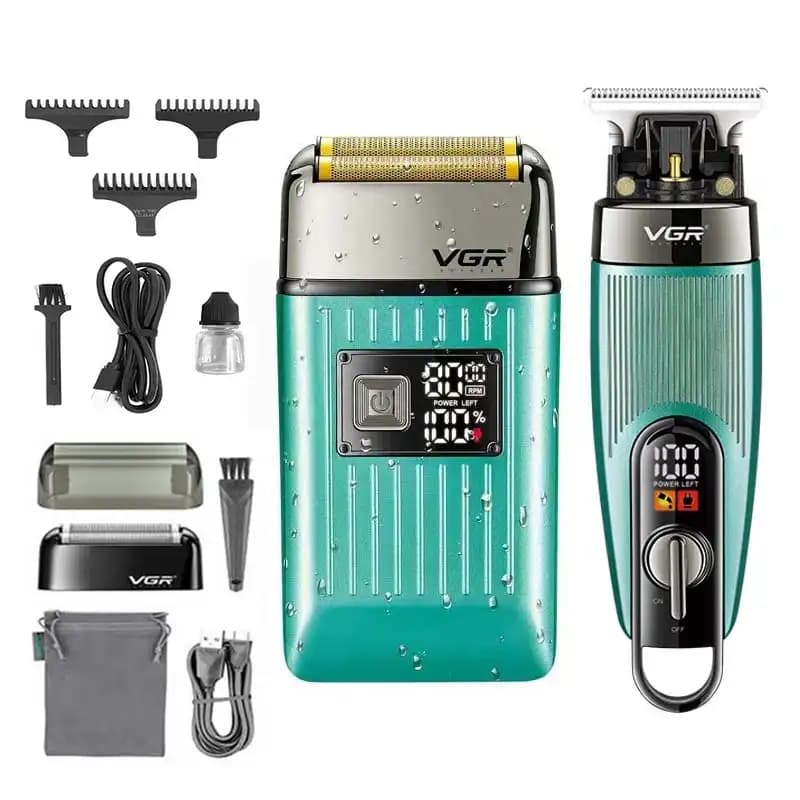 ست ماشین اصلاح صفر زن شیور و خط زن وی جی آر مدل سبز VGR-975+ VGR-357
