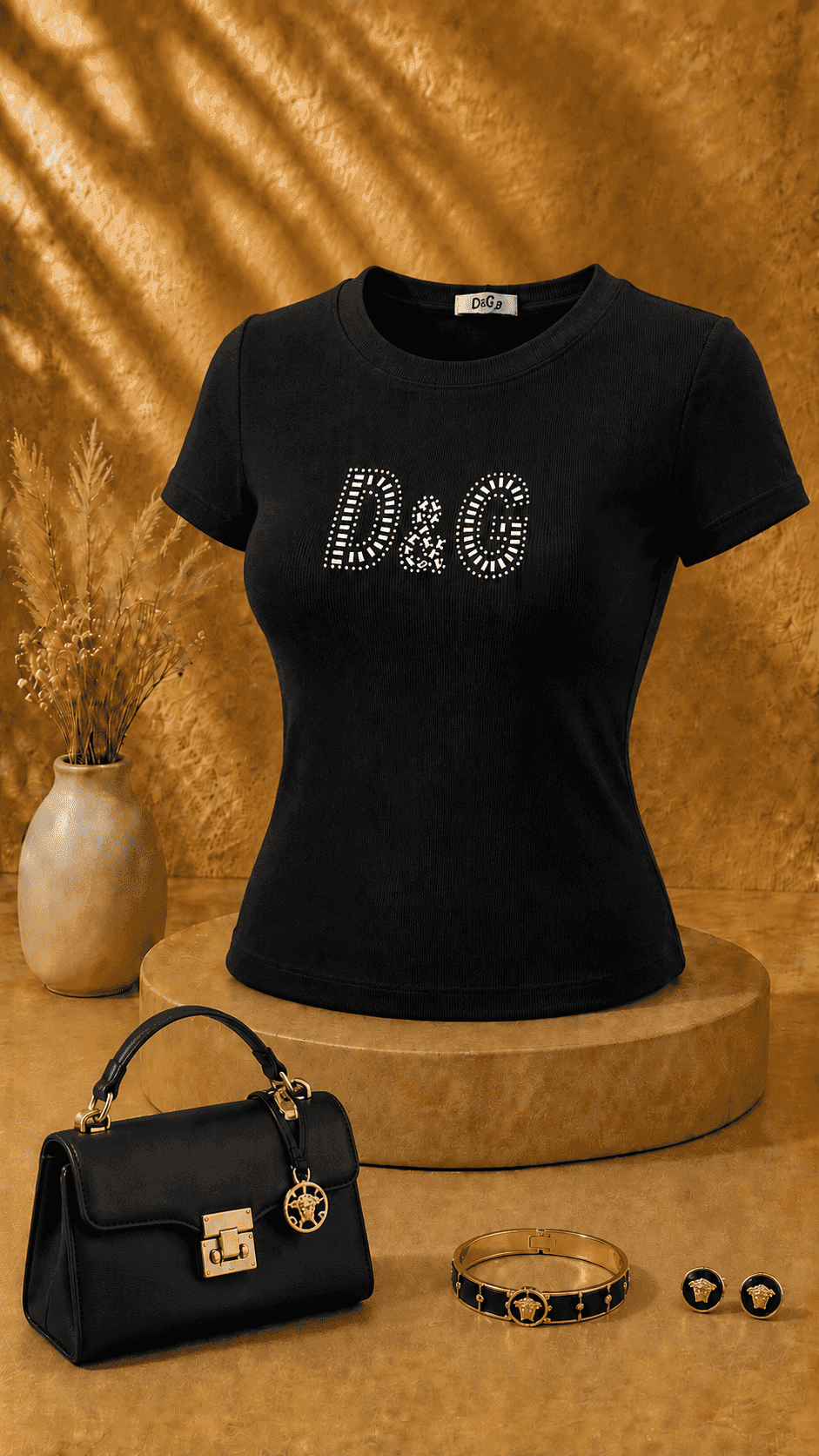 کراپ فانریپ نگینی D&G مشکی