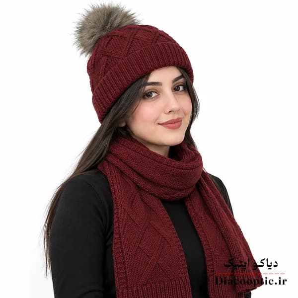شال و کلاه زمستانی زنانه خزدار مدل بافتنی کد 67