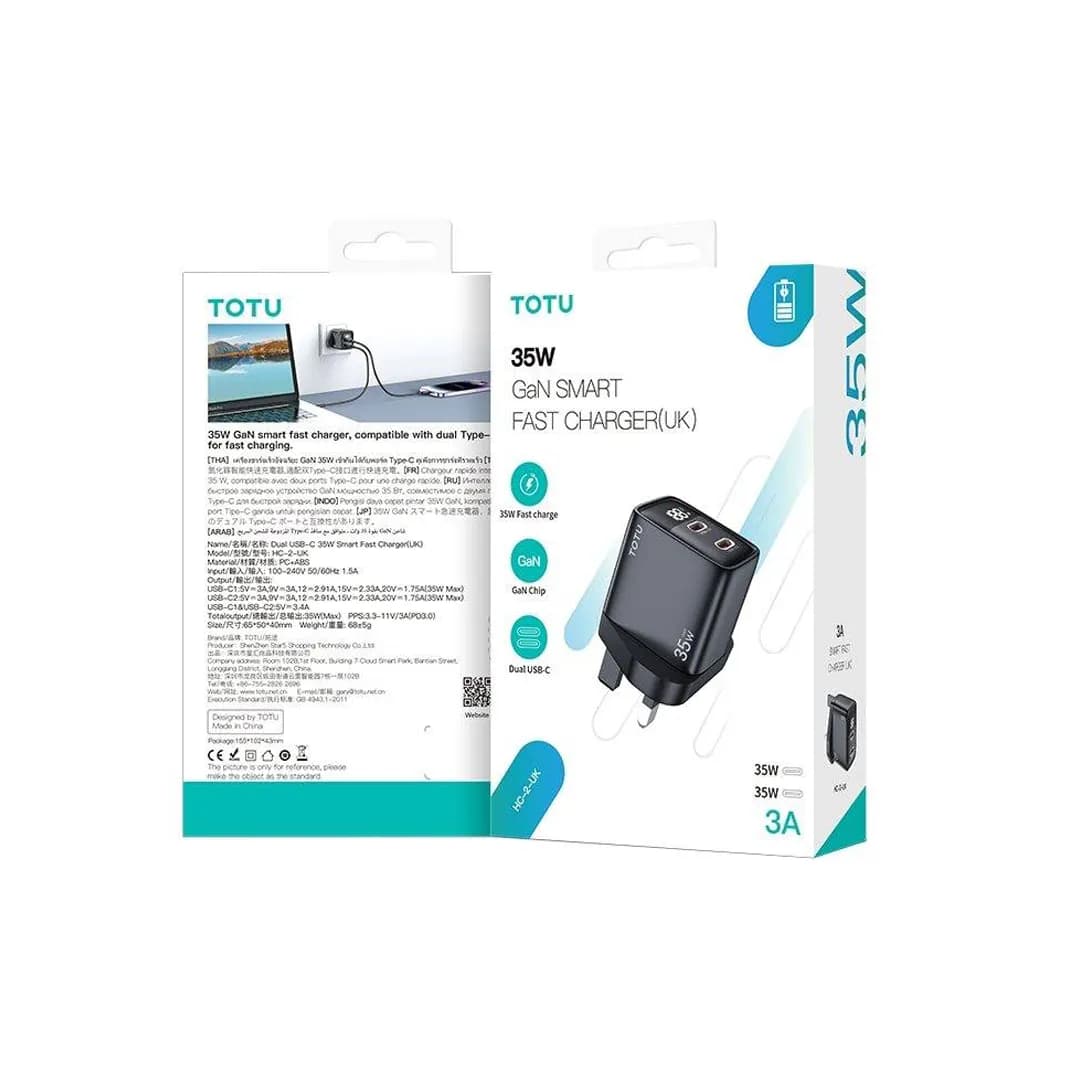 شارژر دیواری 35 وات برند توتو (TOTU) مدل HC-2-UK — تصویر ۲