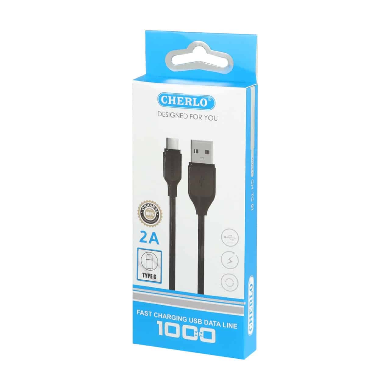 کابل شارژ CHERLO Type-C مدل CH-TC01 – مشکی – SMO — تصویر ۲