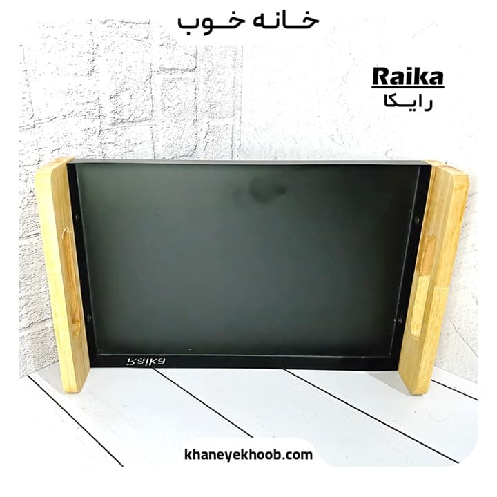 سینی فلزی مستطیل رایکا مدل لبهدار با دسته چوبی | پذیرایی و دکوراتیو — تصویر ۲
