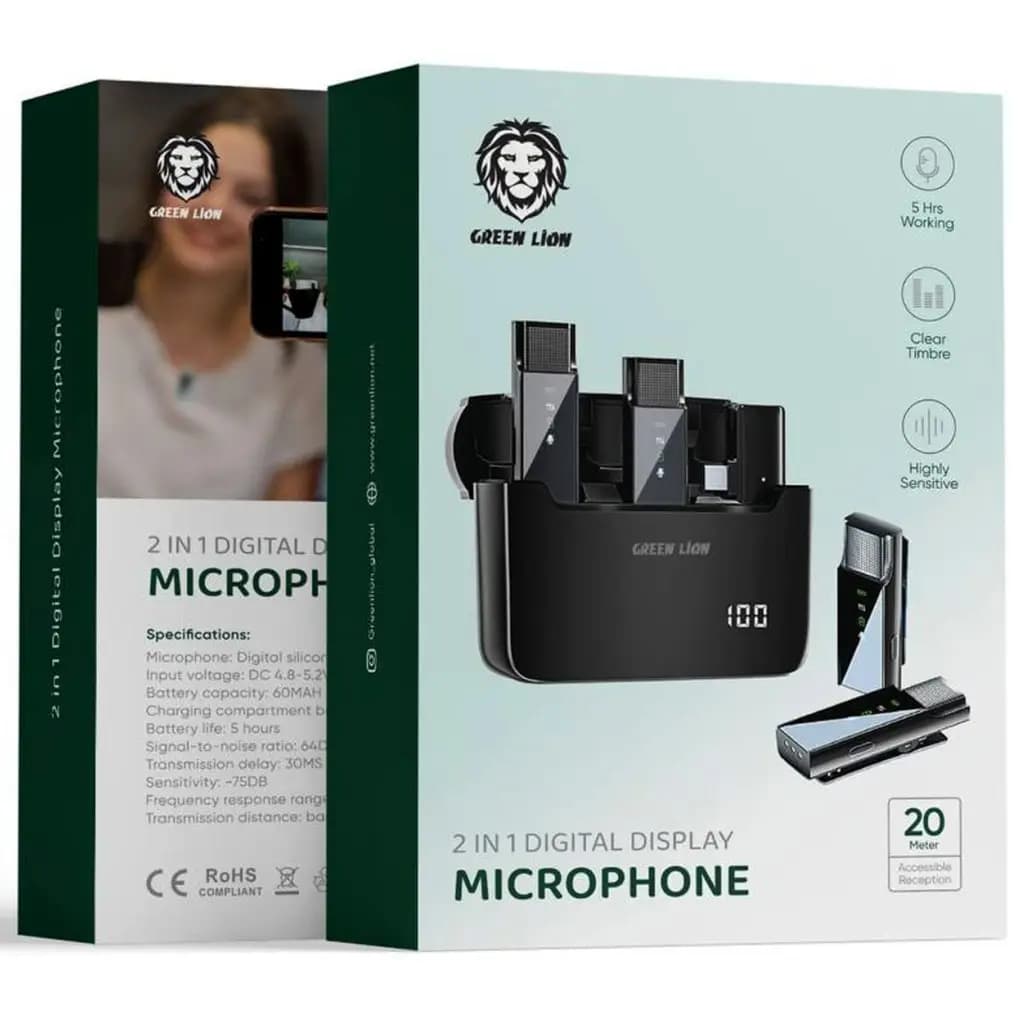 میکروفون یقه ای نویز کنسلینگ گرین لاین green lion 2 in 1 Digital (Type-C ) — تصویر ۳
