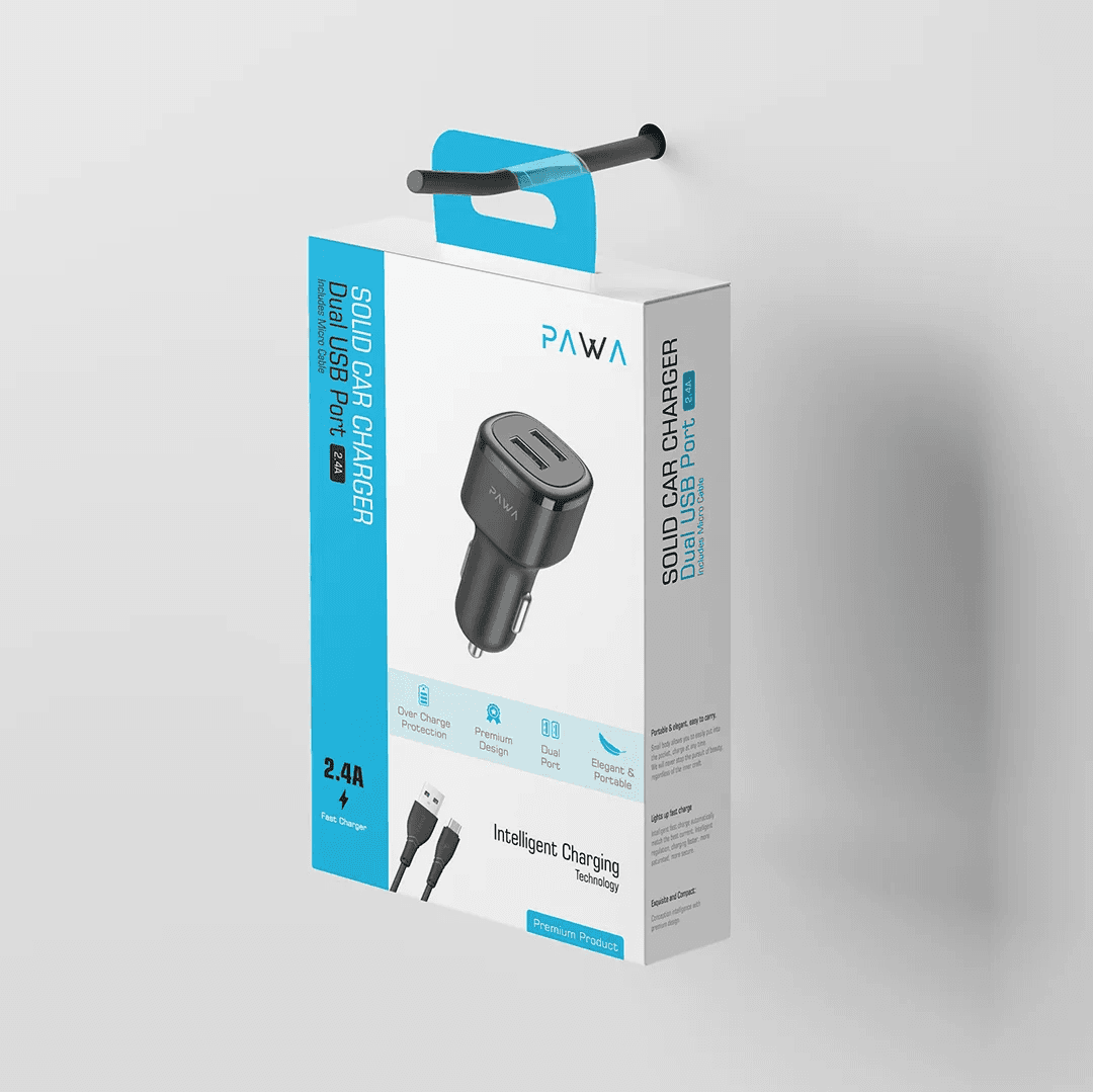 شارژر فندکی خودرو 2.4 آمپر پاوا Pawa مدل PW-24AICCM به همراه کابل USB به MICRO — تصویر ۳