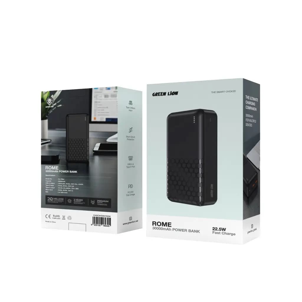 پاوربانک گرین لاین مدل Green Lion Rome 30000mAh — تصویر ۲