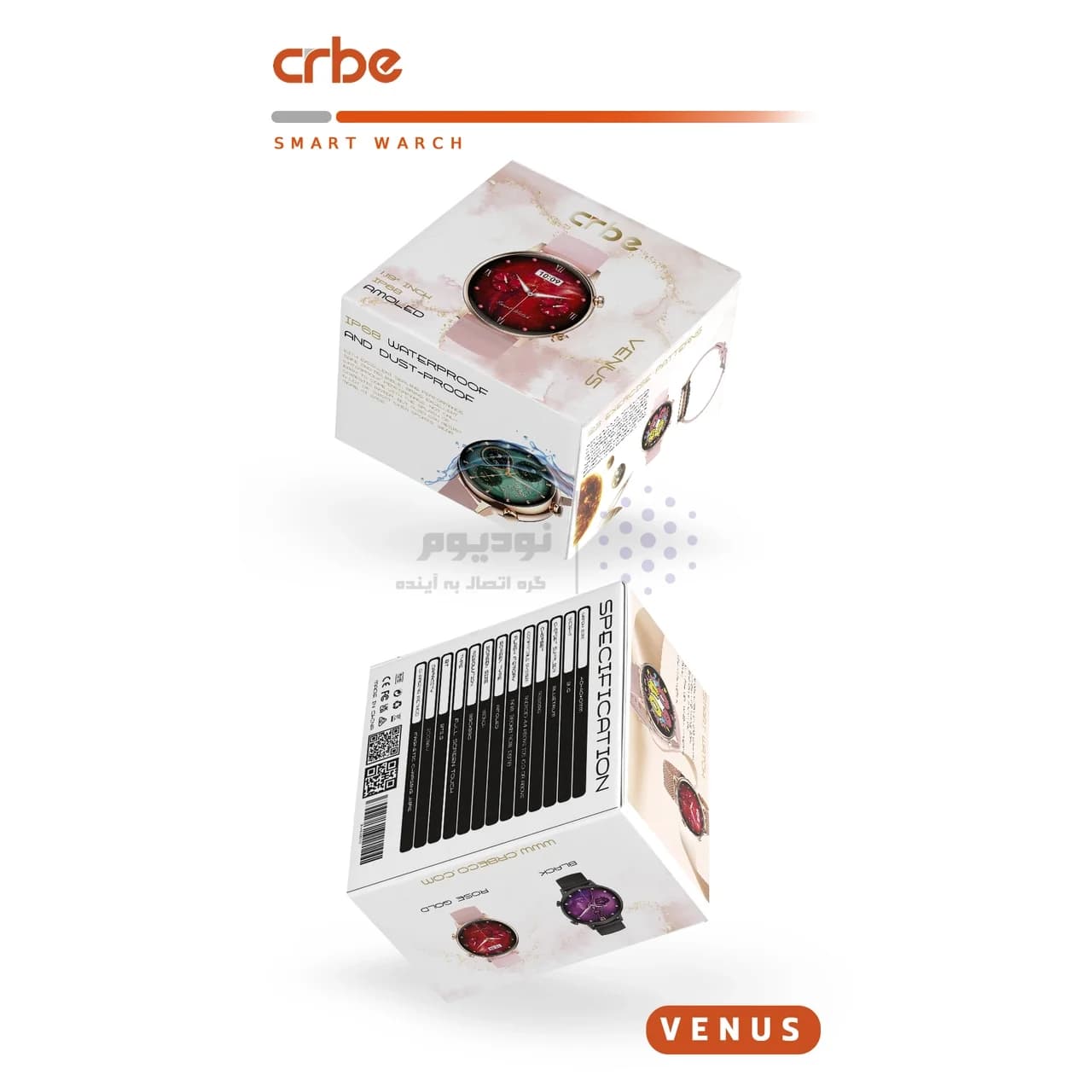 ساعت هوشمند Crbe مدل Venus – مشکی (گارانتی یکساله PMC) — تصویر ۷