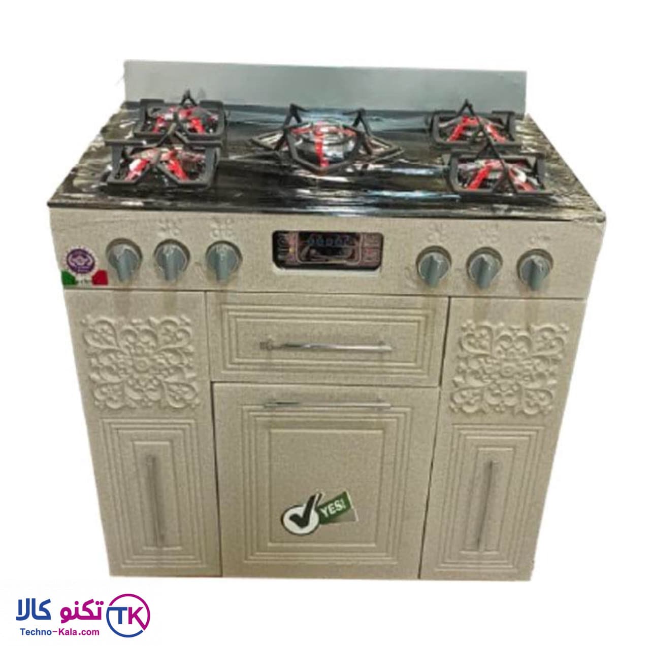 اجاق گاز طرح فر کشودار تمام MDF صفحه شیشه کد 550