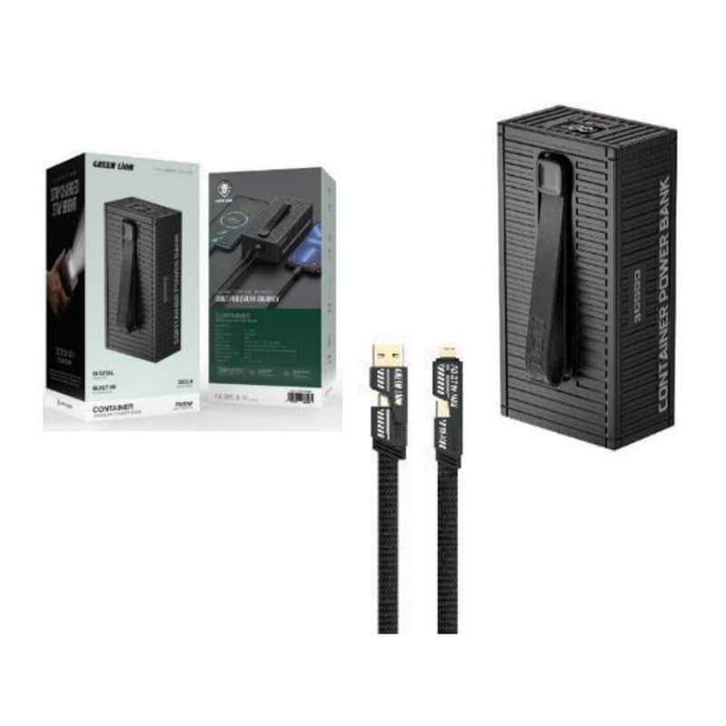 پاوربانک فست شارژ گرین لاین مدل Container 30000mAh Power Bank PD 20W – Include 4 in 1 Charging Cable کد 4822