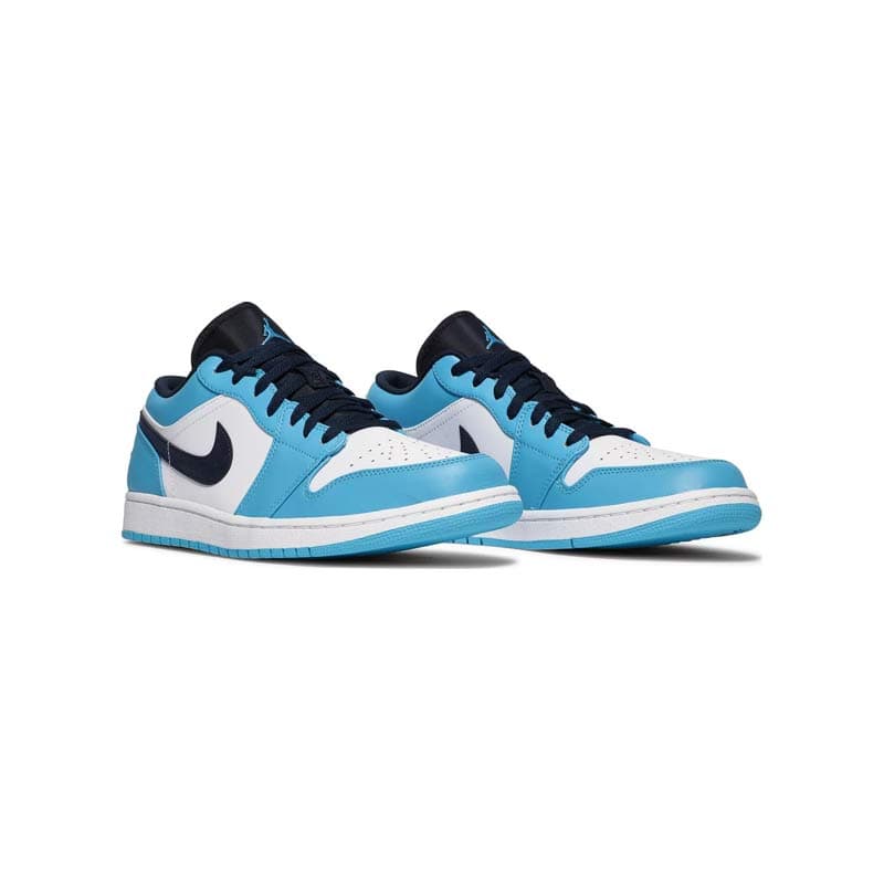 کتونی نایک ایرجردن 1 ساق کوتاه سفید آبی سورمه ای Nike Air Jordan 1 Low White Blue UNC — تصویر ۵