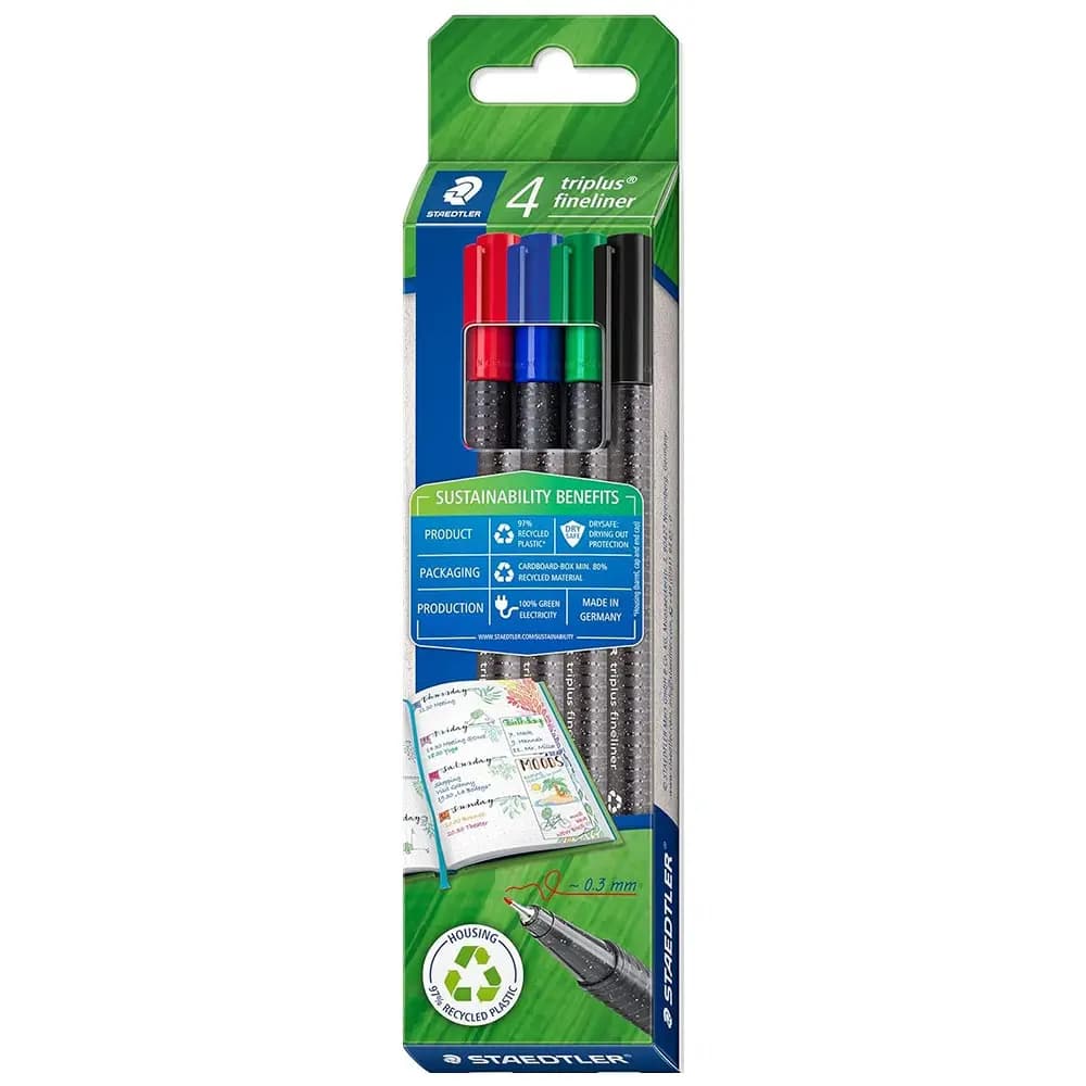 روان نویس نوک نمدی 4 رنگ استدلر مدل Triplus Fineliner کد 334