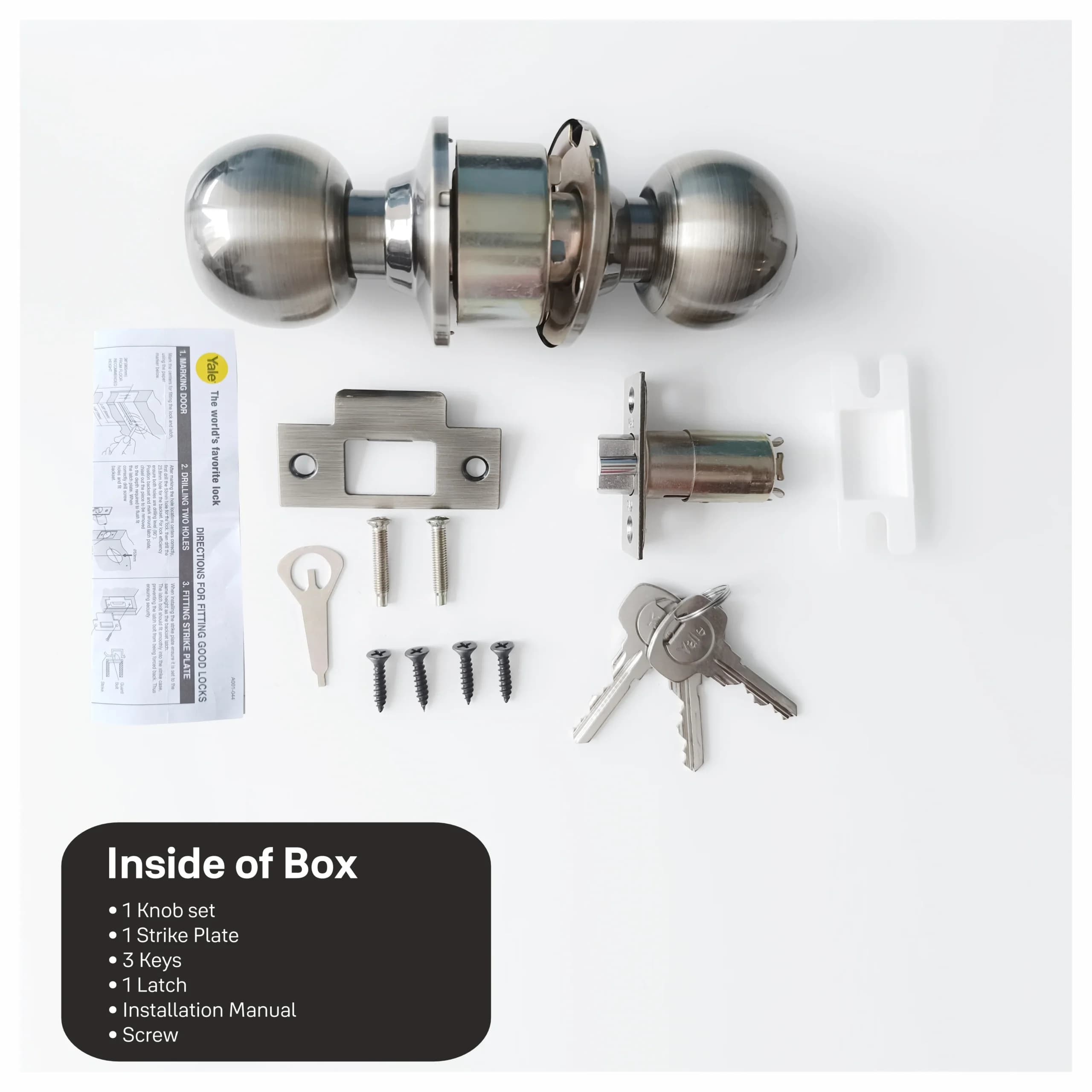 دستگیره در گرد مدل BRUSERTANG KNOB SET A871PB 70mm — تصویر ۴