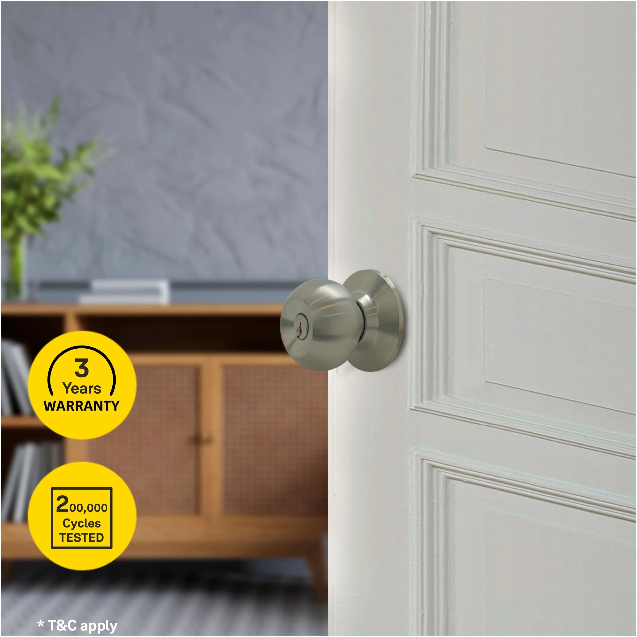 دستگیره در گرد مدل BRUSERTANG KNOB SET A871PB 70mm — تصویر ۳
