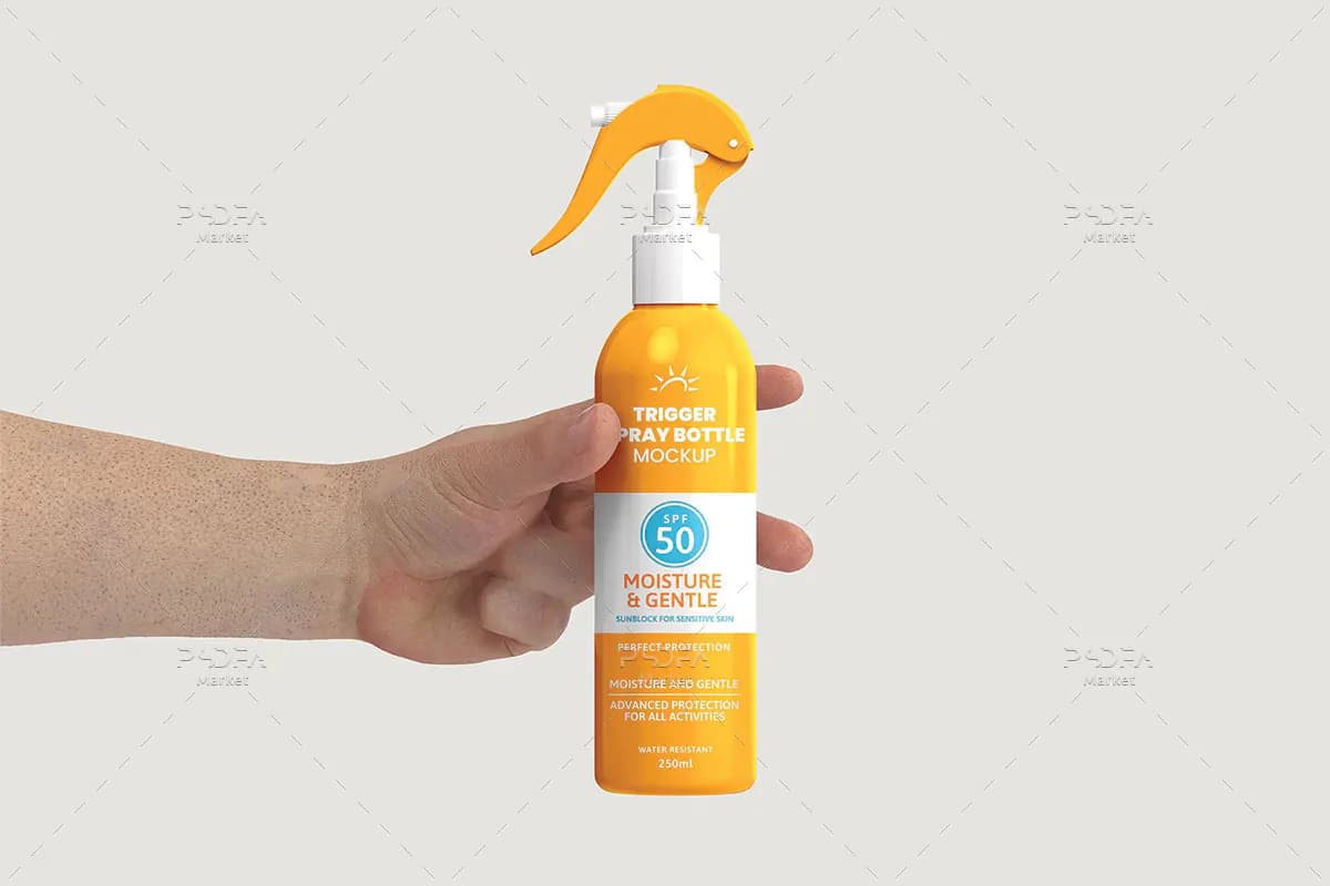 موکاپ بطری اسپری پلاستیکی ماشه — تصویر ۳