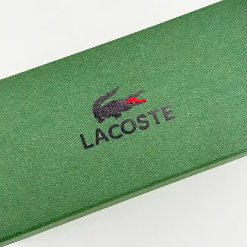 پک و قاب هارد عینک اورجینال لاگوست Lacoste سفید با مخمل سبز و جعبه تمساح — تصویر ۲