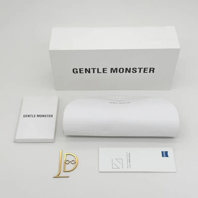 پک و جعبه عینک اورجینال جنتل مانستر Gentle Monster چرم سفید با هاردباکس