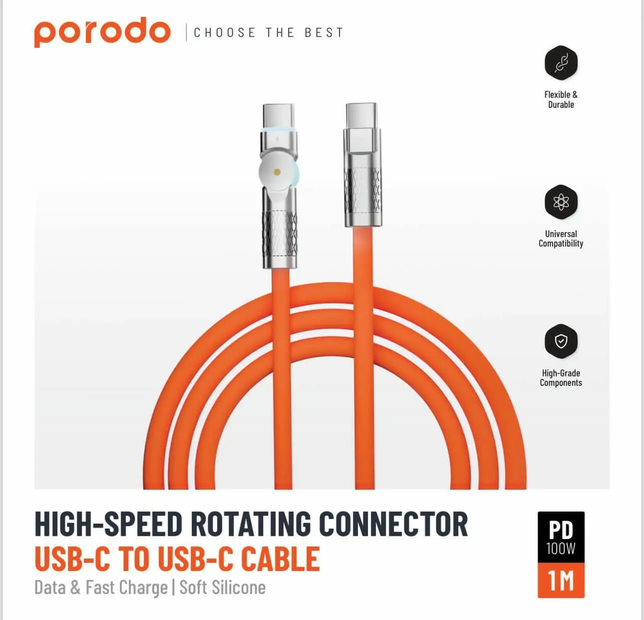 کابل پرودو Porodo USB-C to USB-C Fast Cable — تصویر ۲