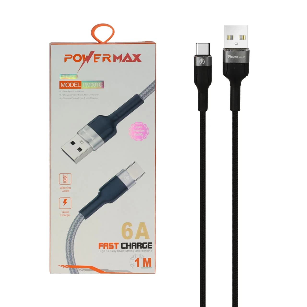 کابل شارژ فست Power Max Type-C مدل PM001C – مشکی