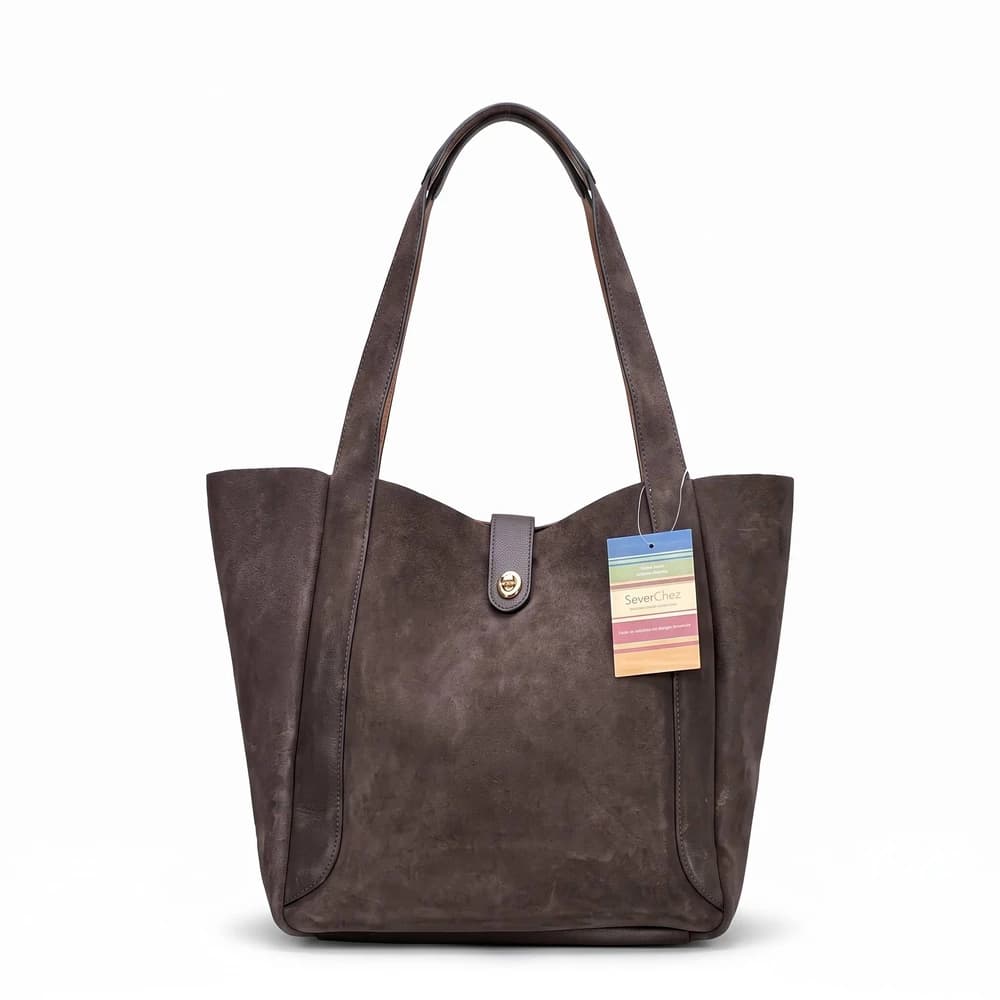 توت بگ اورجینال روزمره برند سون دیز (sevendays) | محفظه فوقالعاده جادار با چرم جیر طبیعی رنگ قهوهای سوخته