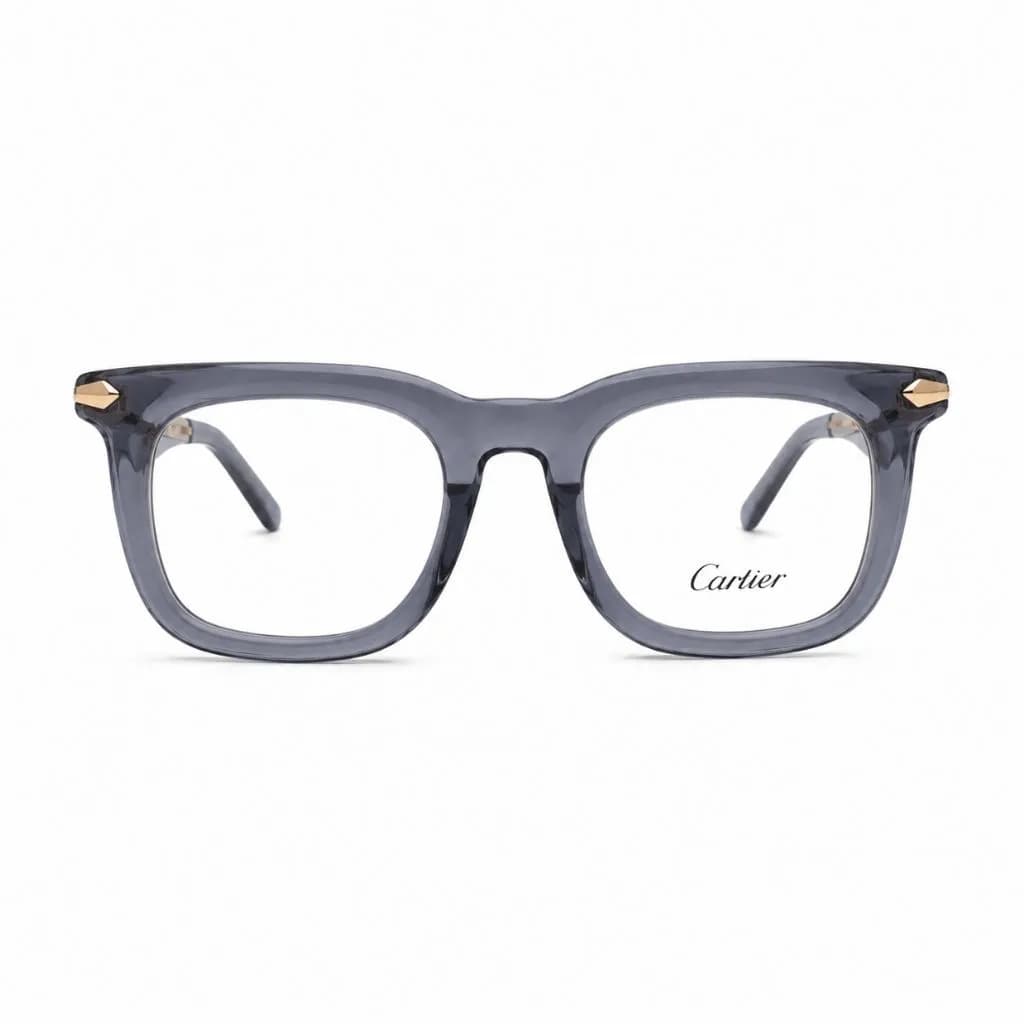 فریم عینک طبی برند cartier دسته شفاف کد 9063 — تصویر ۲