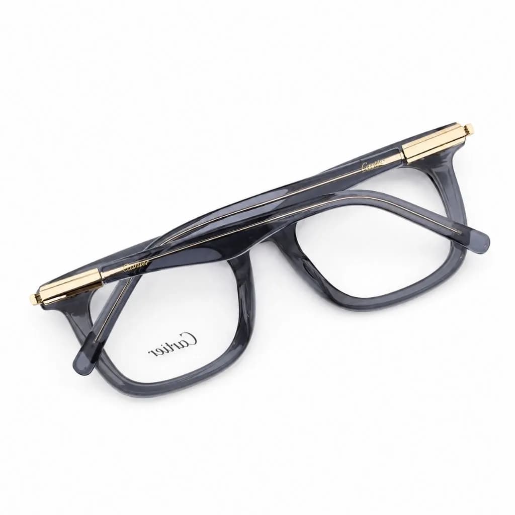 فریم عینک طبی برند cartier دسته شفاف کد 9063 — تصویر ۳