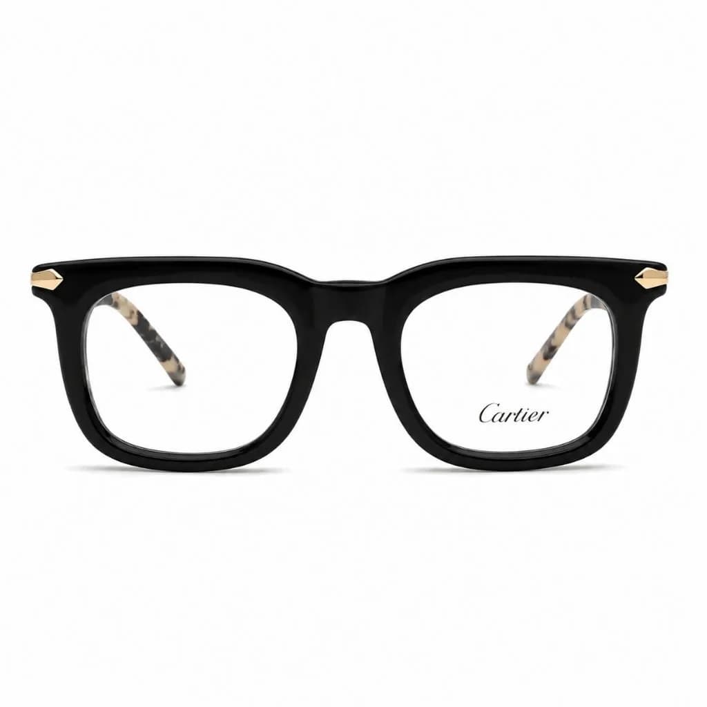 فریم عینک طبی برند cartier دسته شفاف کد 9063 — تصویر ۵