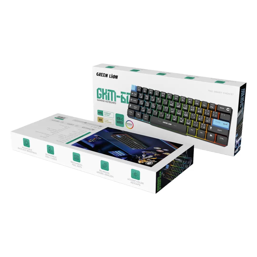 کیبورد گیمینگ سیمی گرین لاین مدل Green Lion GKM-60 Gaming Keyboard Black — تصویر ۳