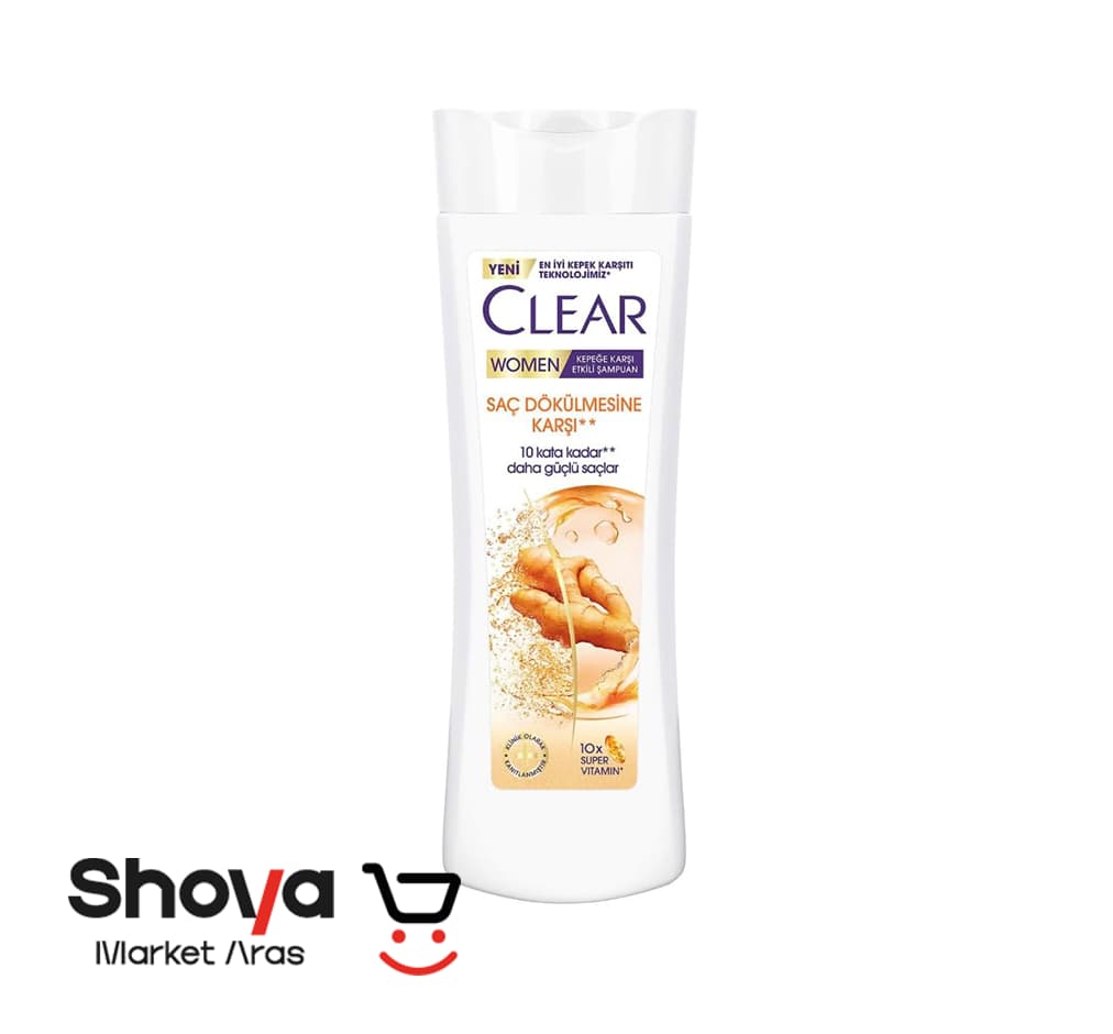 شامپو ضد شوره زنانه کلیر Clear مدل Ginger Extract حاوی عصاره زنجبیل ضد ریزش مو حجم 350 میلیلیتر