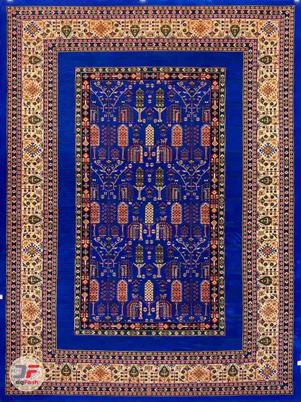 فرش طرح سنتی 700 شانه زمینه آبی کد 771021 — تصویر ۲