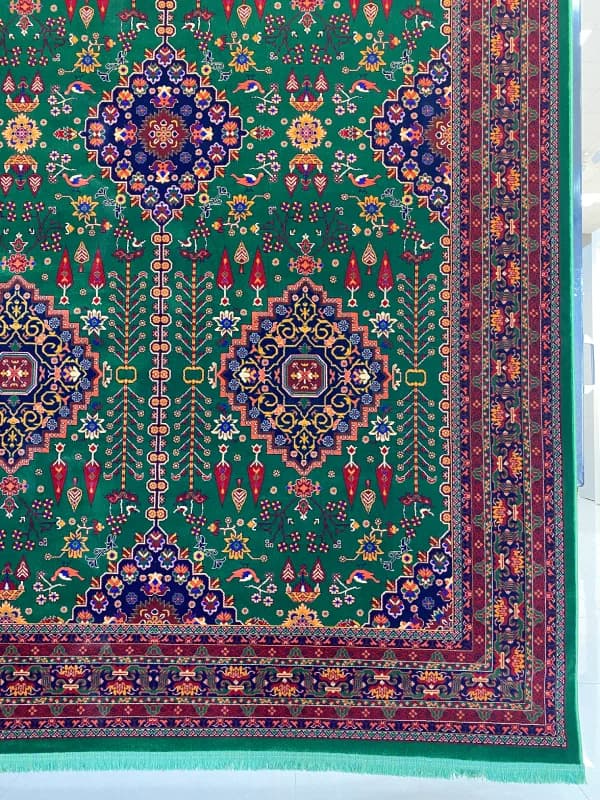 فرش طرح دستباف 700 شانه زمینه سبز کد 771092 — تصویر ۳