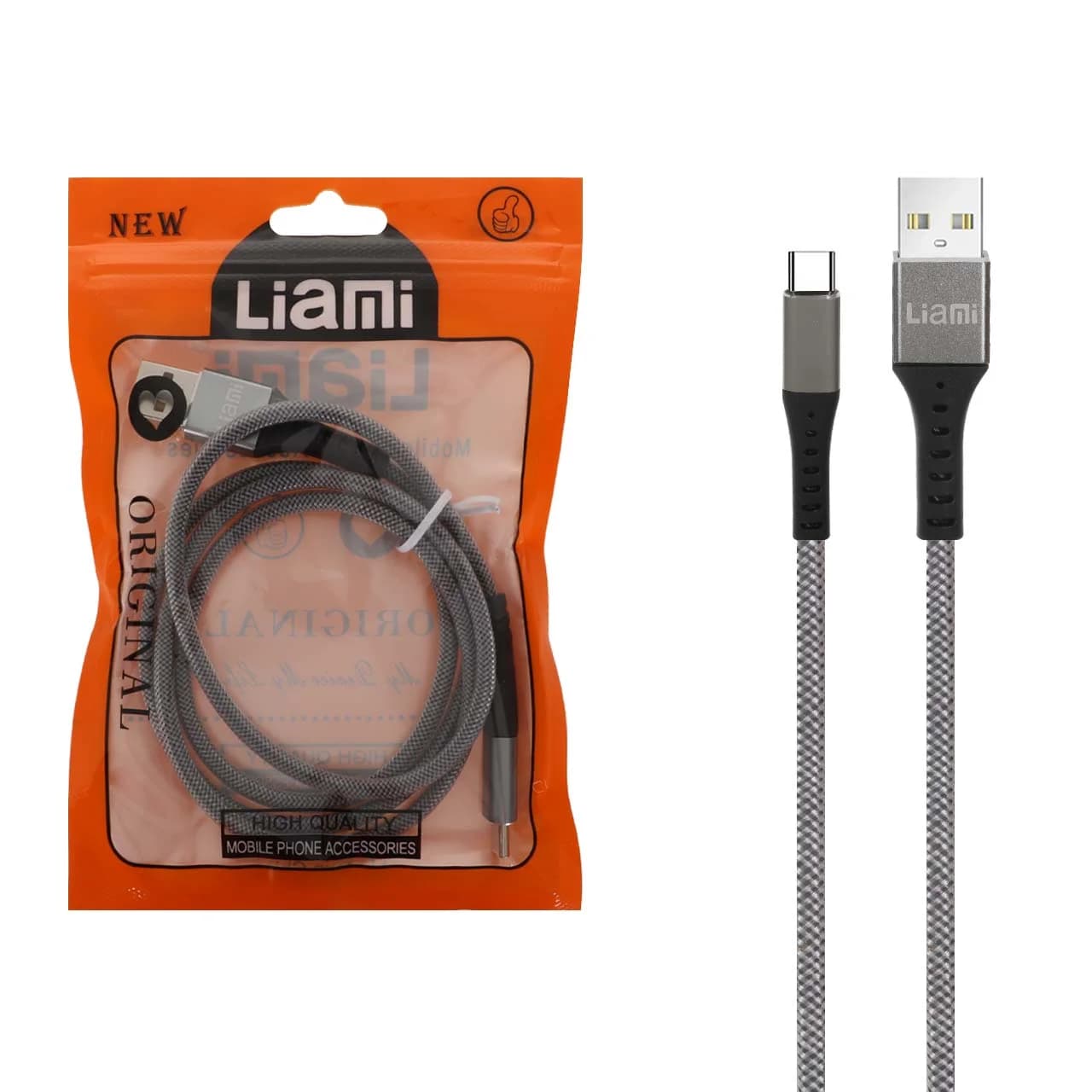 کابل شارژ فست Liami Type-C – خاکستری (گارانتی شش ماهه شرکتی)