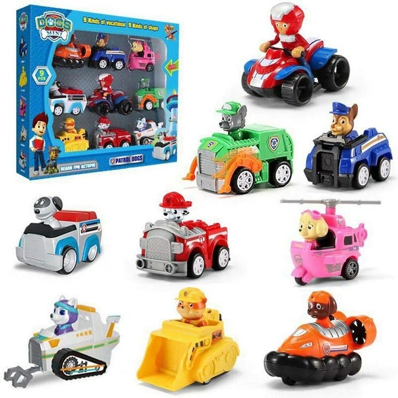اسباب بازی مدل سگ های نگهبان paw patrol با ماشین عقب کش کد M99C بسته 9 عددی — تصویر ۲
