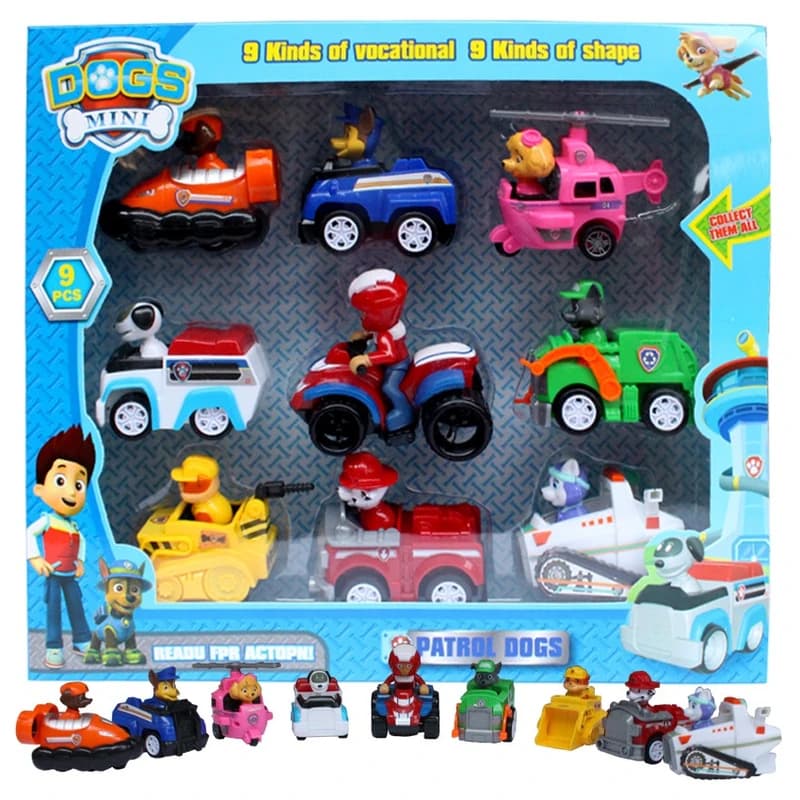 اسباب بازی مدل سگ های نگهبان paw patrol با ماشین عقب کش کد M99C بسته 9 عددی — تصویر ۳