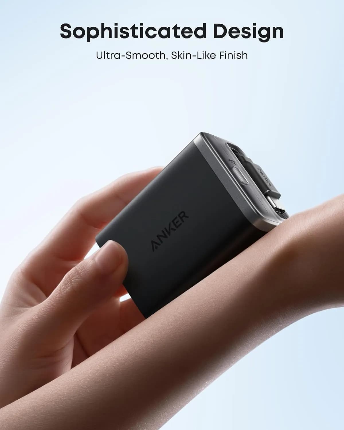 شارژر دیواری 35 وات انکر Anker Nano Charger 35W A2658 پلاگ دوپین ایران + کابل خود جمع شونده — تصویر ۲