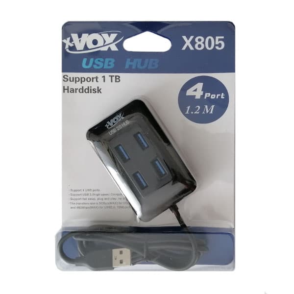 هاب X-VOX USB2.0 مدل x-805 چهار پورت طول 1.2 متر — تصویر ۲