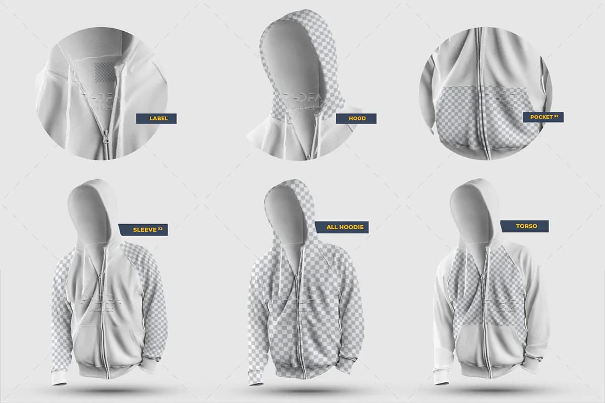 8 موکاپ هودی زیپ دار 3D — تصویر ۷