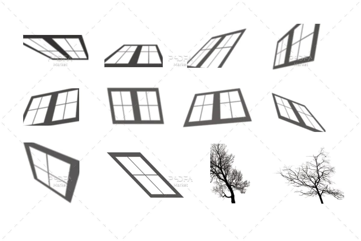 60 افکت سایه پنجره، درخت و گیاهان PNG — تصویر ۷