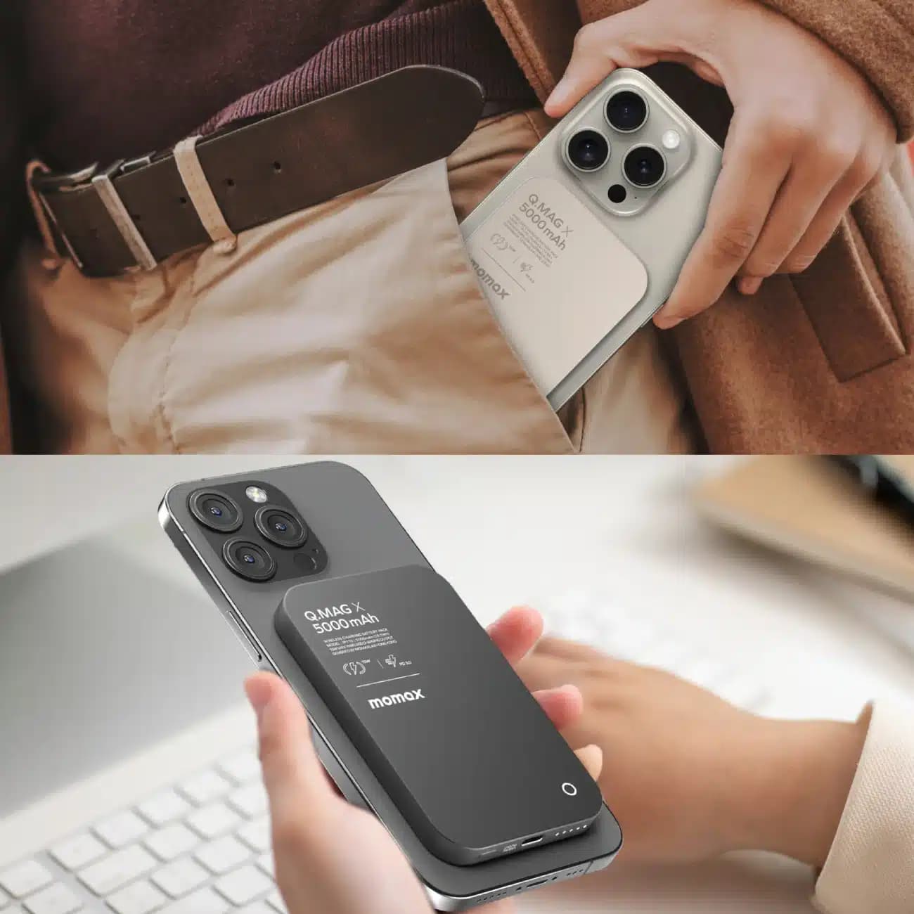 پاور بانک 5000 وایرلس مومکس IP116 Q.Mag X توان 20 وات — تصویر ۲