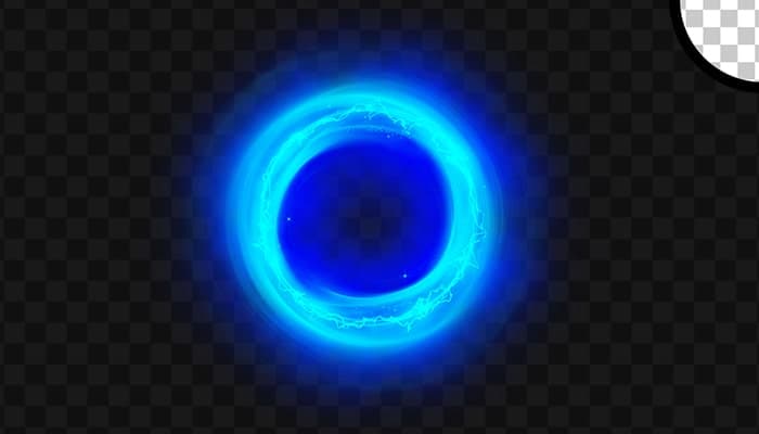 تصویر PNG دایره درخشان با افکت نور آبی