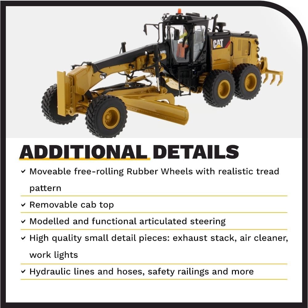 ماکت گریدر CAT 14M3 | Diecast Masters 85545 | مقیاس 1:50 — تصویر ۵