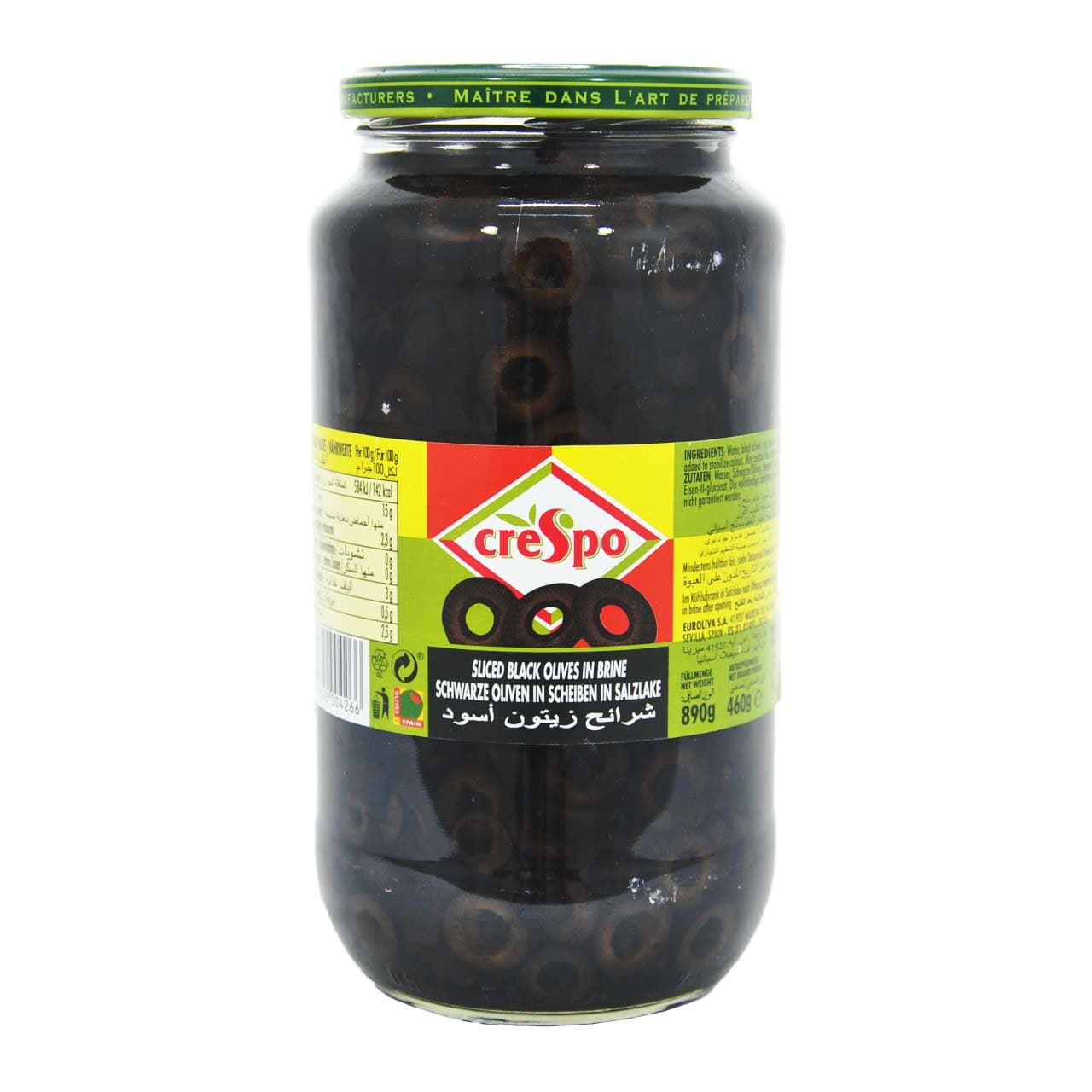 زیتون سیاه حلقه شده ( اسلایس ) ۸۹۰ گرم کرسپو – crespo