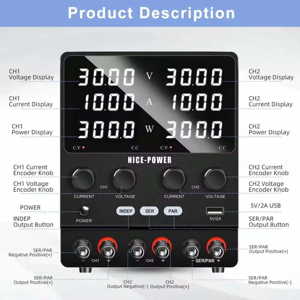 منبع تغذیه دوبل تراکینگ نایس پاور مدل NICE POWER SPS3010-2KD — تصویر ۳