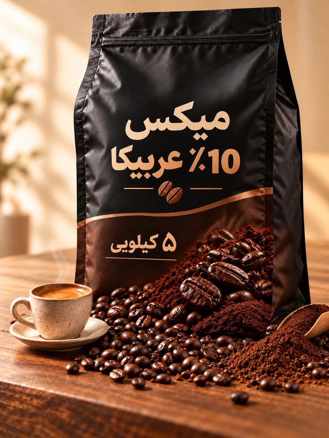 قهوه میکس ۱۰٪ عربیکا ۵ کیلویی
