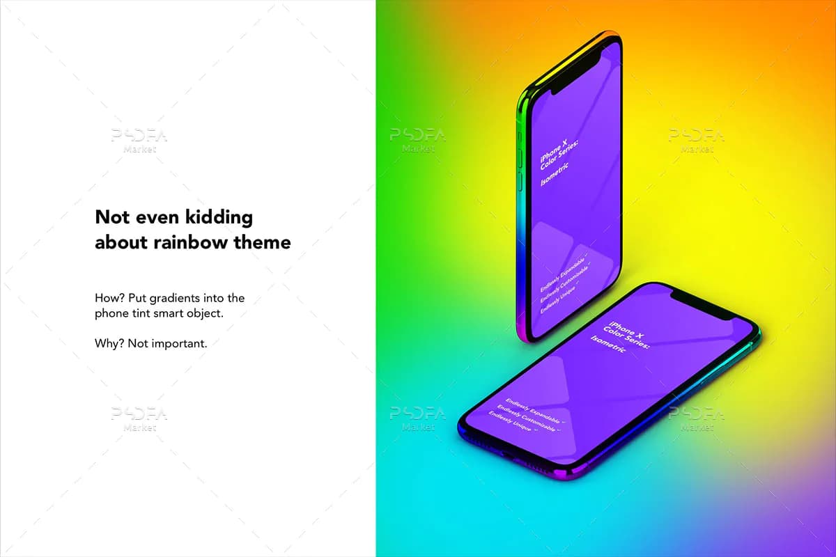 موکاپ آیفون ایکس ایزومتریک iPhone X — تصویر ۸