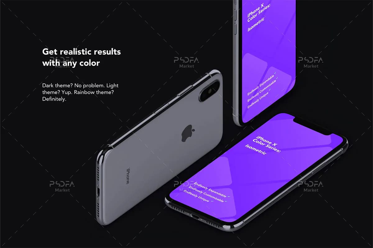 موکاپ آیفون ایکس ایزومتریک iPhone X — تصویر ۷